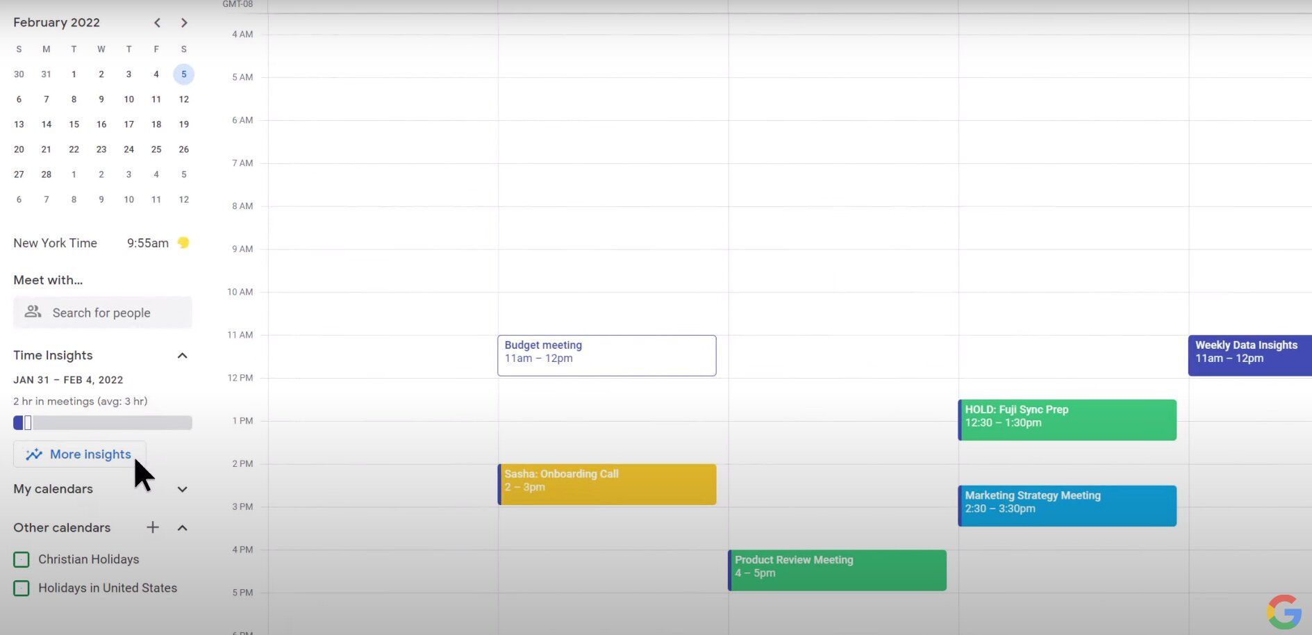 Focus Time More Insights View