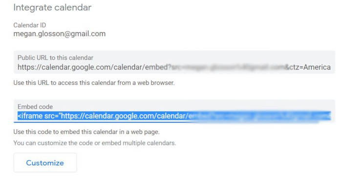 Google Calendar Embed Website 1