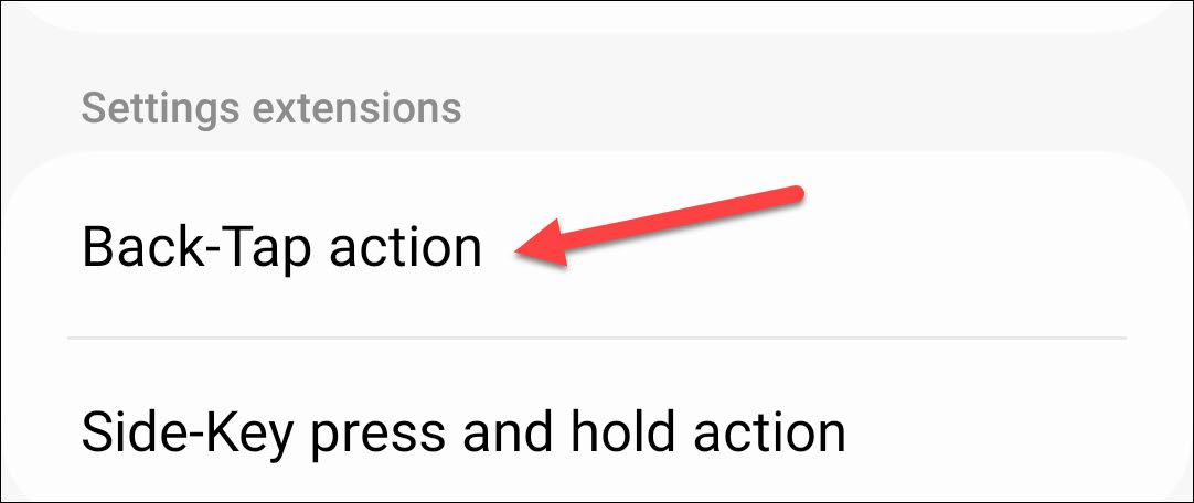 Экран выбора Back-Tap Action в RegiStar.