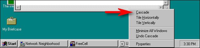 Пункт каскадирования в Windows 95. 