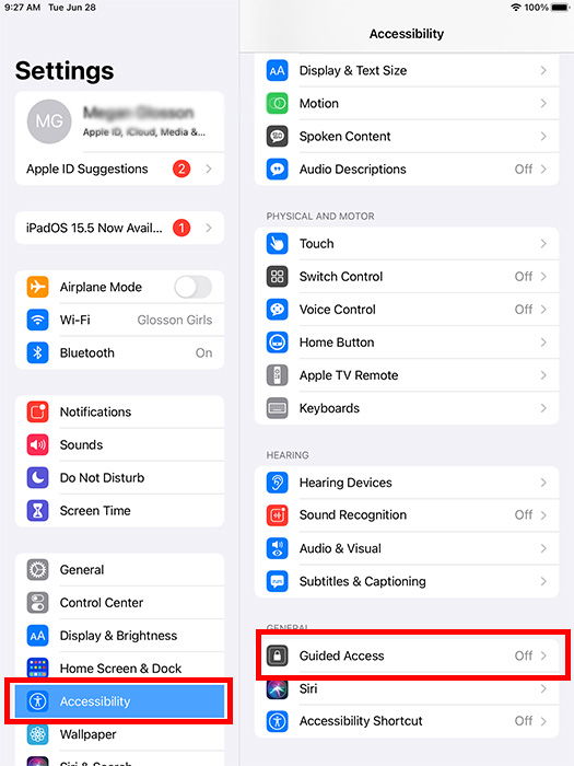 Экран Guided Access