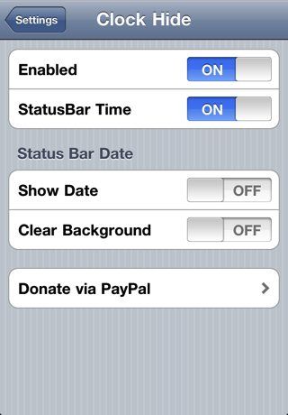 Включение скрытия системных часов