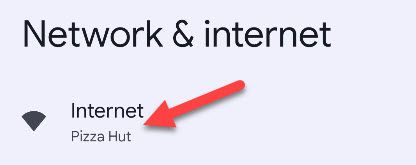 Нажмите «Интернет».