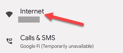 Выберите Internet.