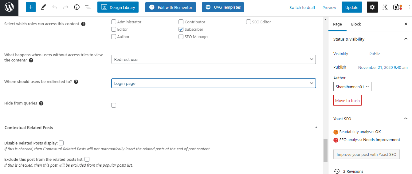 Выбор страницы для перенаправления незарегистрированных пользователей