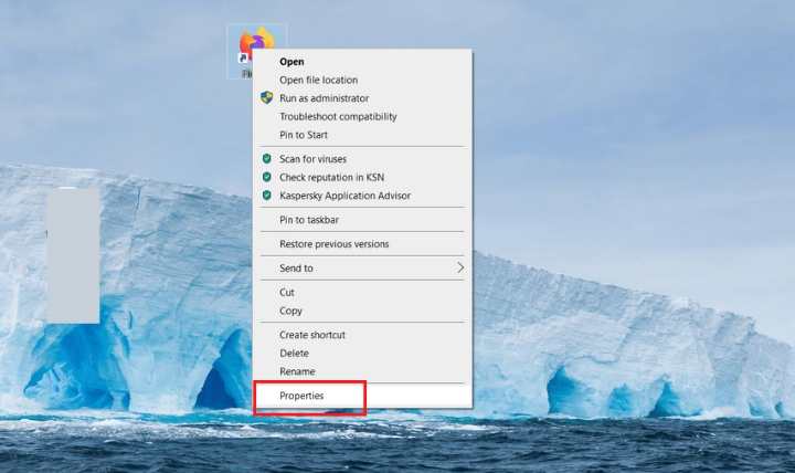 Свойства ярлыка Firefox
