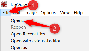 Окно открытия файла в IrfanView, где выбирается PSD