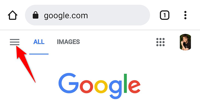 Нажмите три горизонтальные линии в левом верхнем углу Google на мобильном