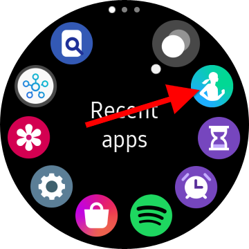 Список приложений на часах — выделено приложение Samsung Health