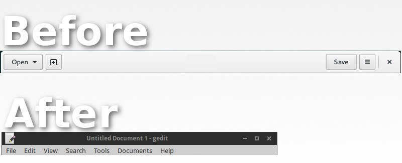 Пример приложения GTK3 без клиентских декораций — заголовок окна оформлен оконным менеджером.