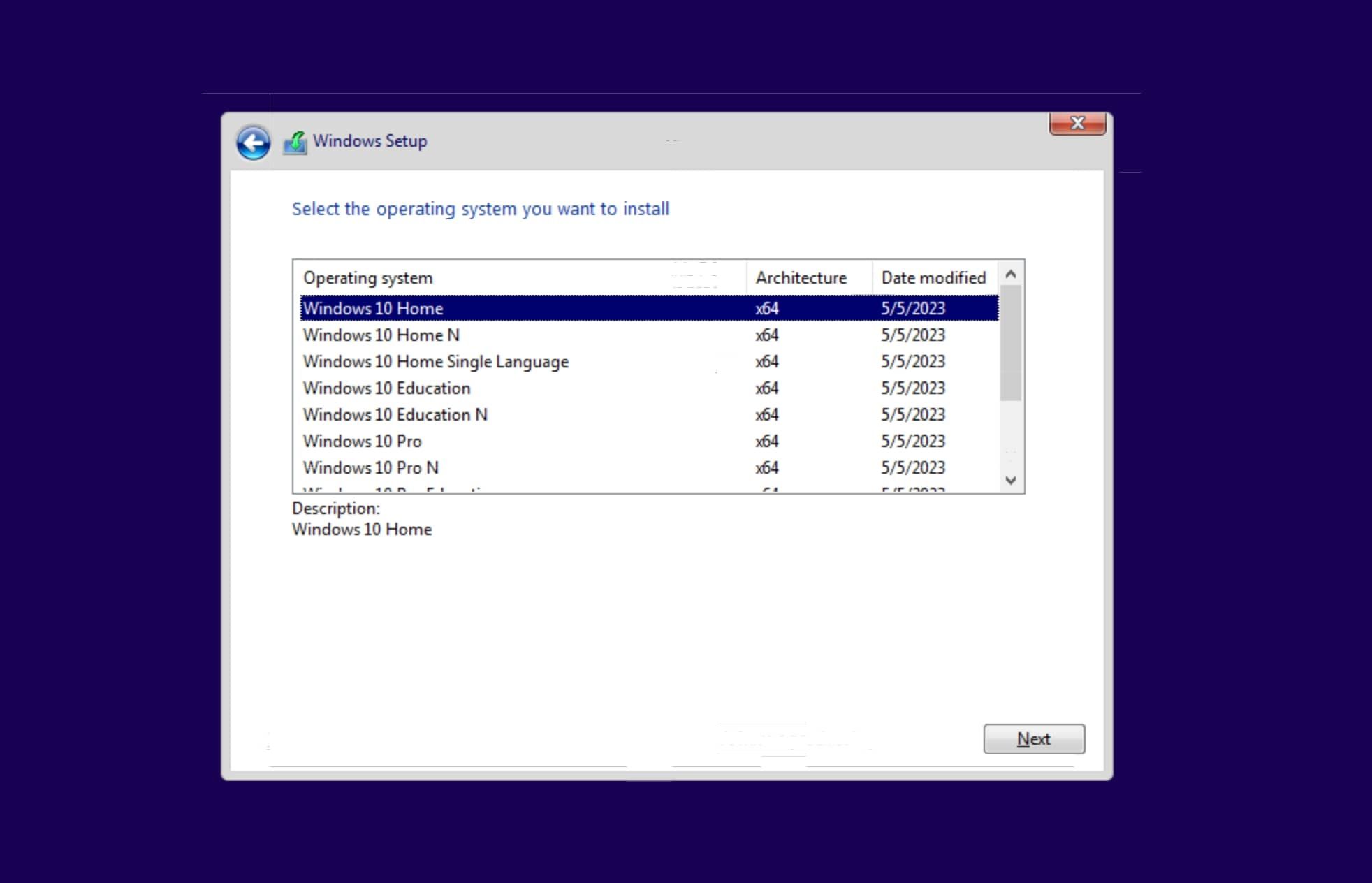 Выбор редакции Windows 10 в установщике