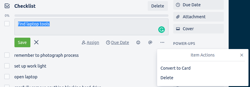 преобразовать в карточку
