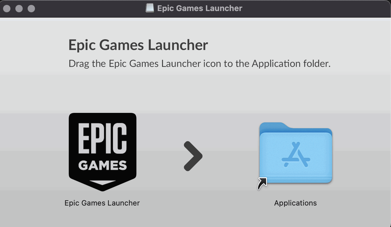 Перетащите Epic Games Launcher в Программы