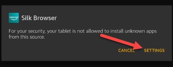 Откройте настройки установки для неизвестных источников