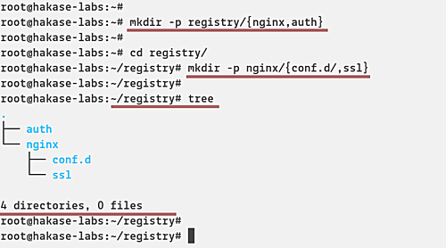 Структура директорий проекта для Registry и Nginx