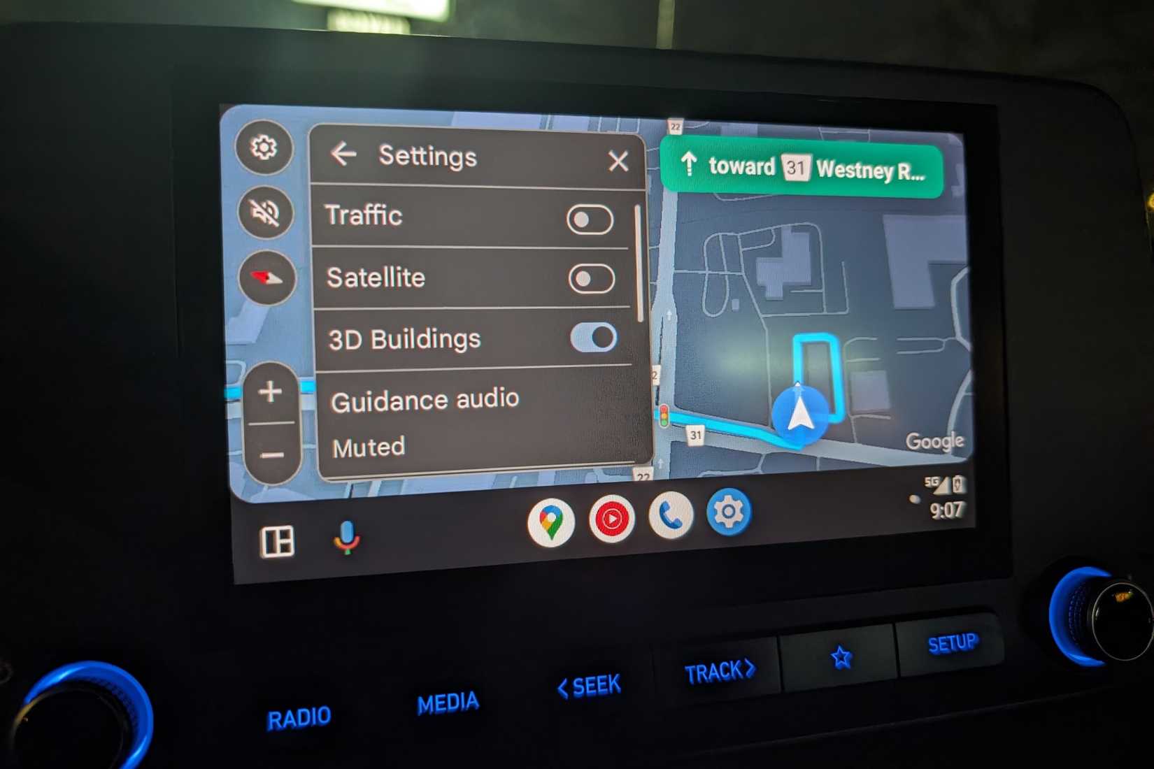Android Auto: интерфейс с настройками компоновки и сетки приложений
