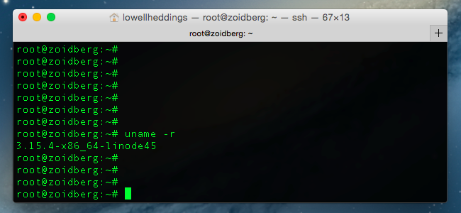 Скриншот вывода uname -r с версией ядра 3.15.4