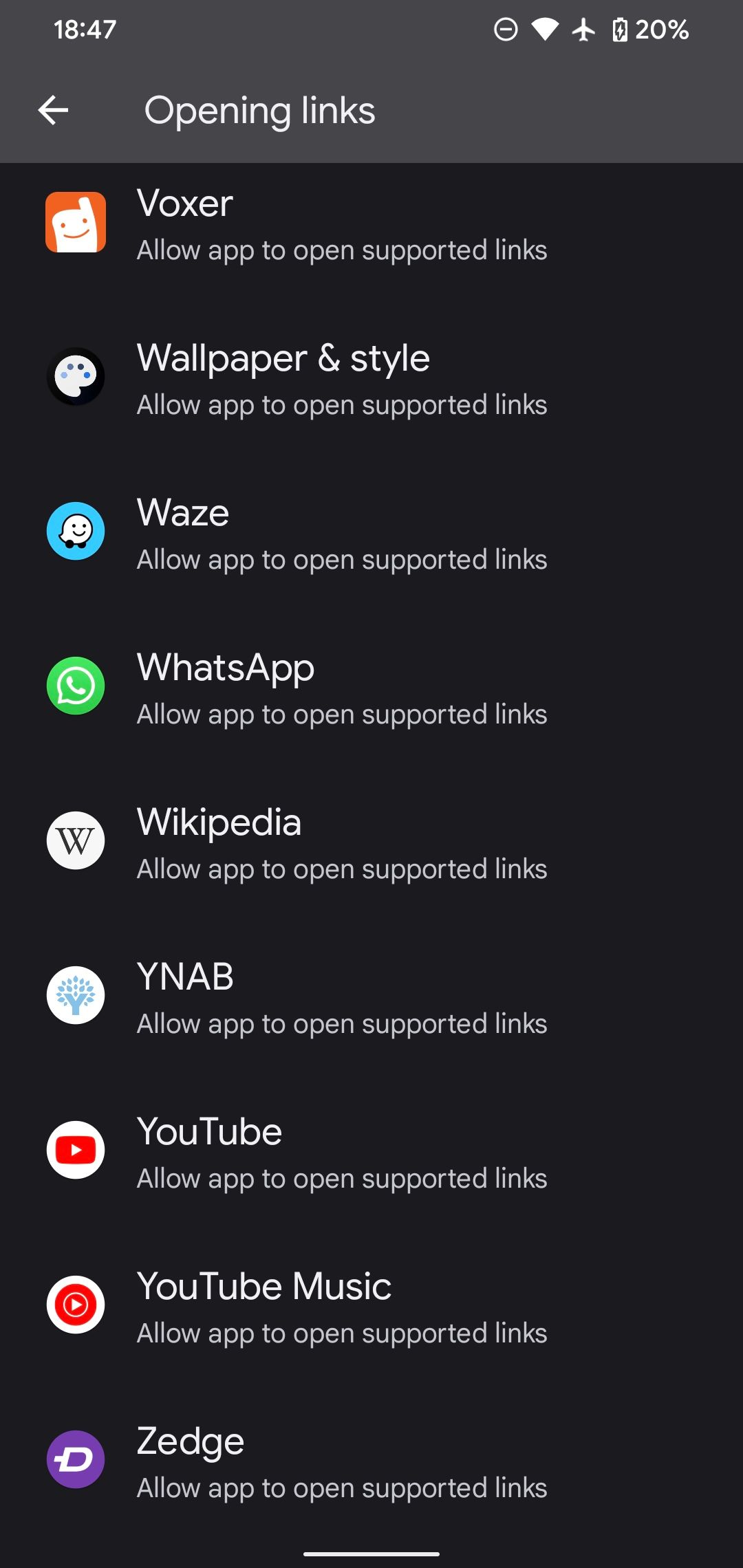 Android List of App Links