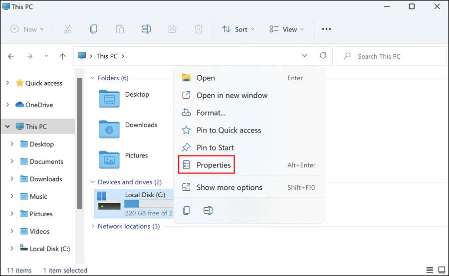 Свойства диска в Проводнике