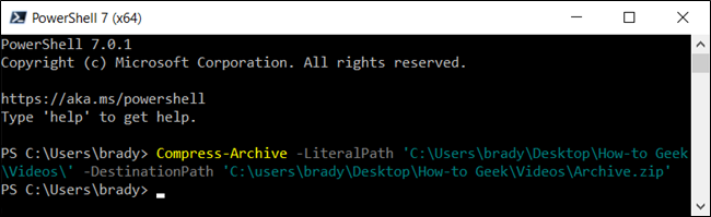 Создание архива из папки со всем содержимым