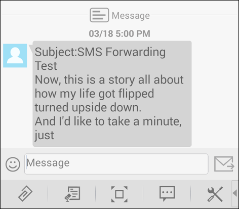 Пример тестового письма и полученного SMS‑сообщения