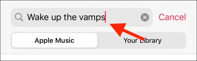 Поиск песни во вкладке Apple Music
