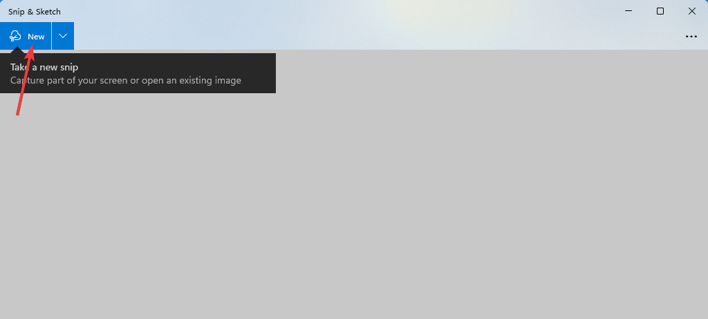 Кнопка New в Snip & Sketch