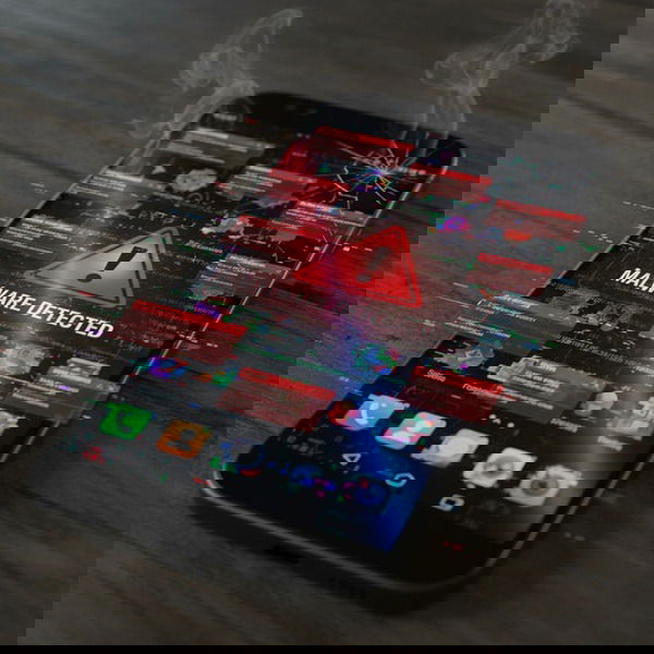 Screenshot dispositivo mobile attaccato da malware