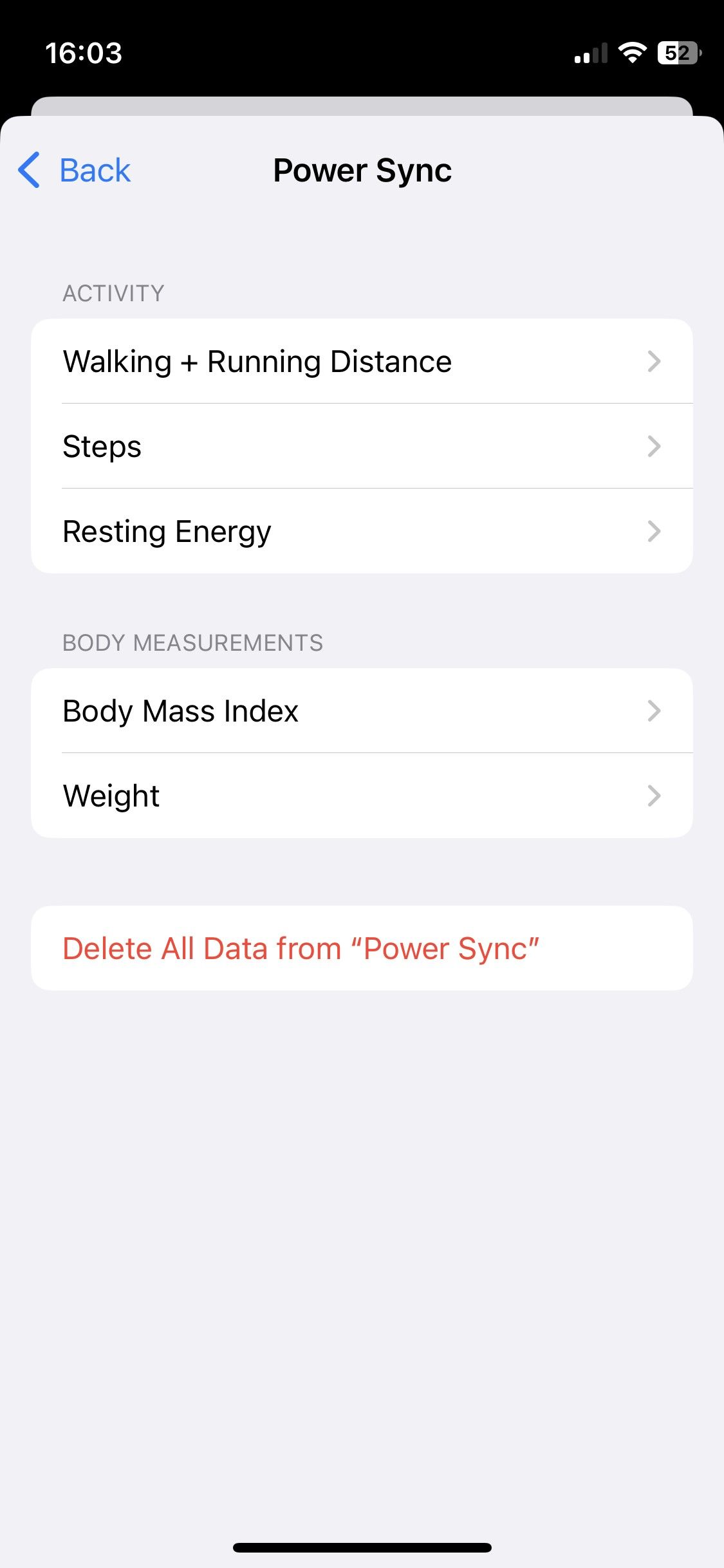 Apple Health — удаление данных приложения Power Sync