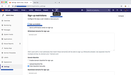 Отключение регистрации пользователей в GitLab