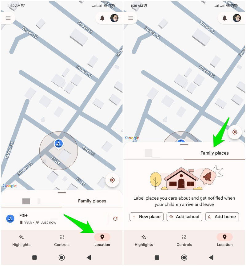 Отслеживание местоположения в Family Link