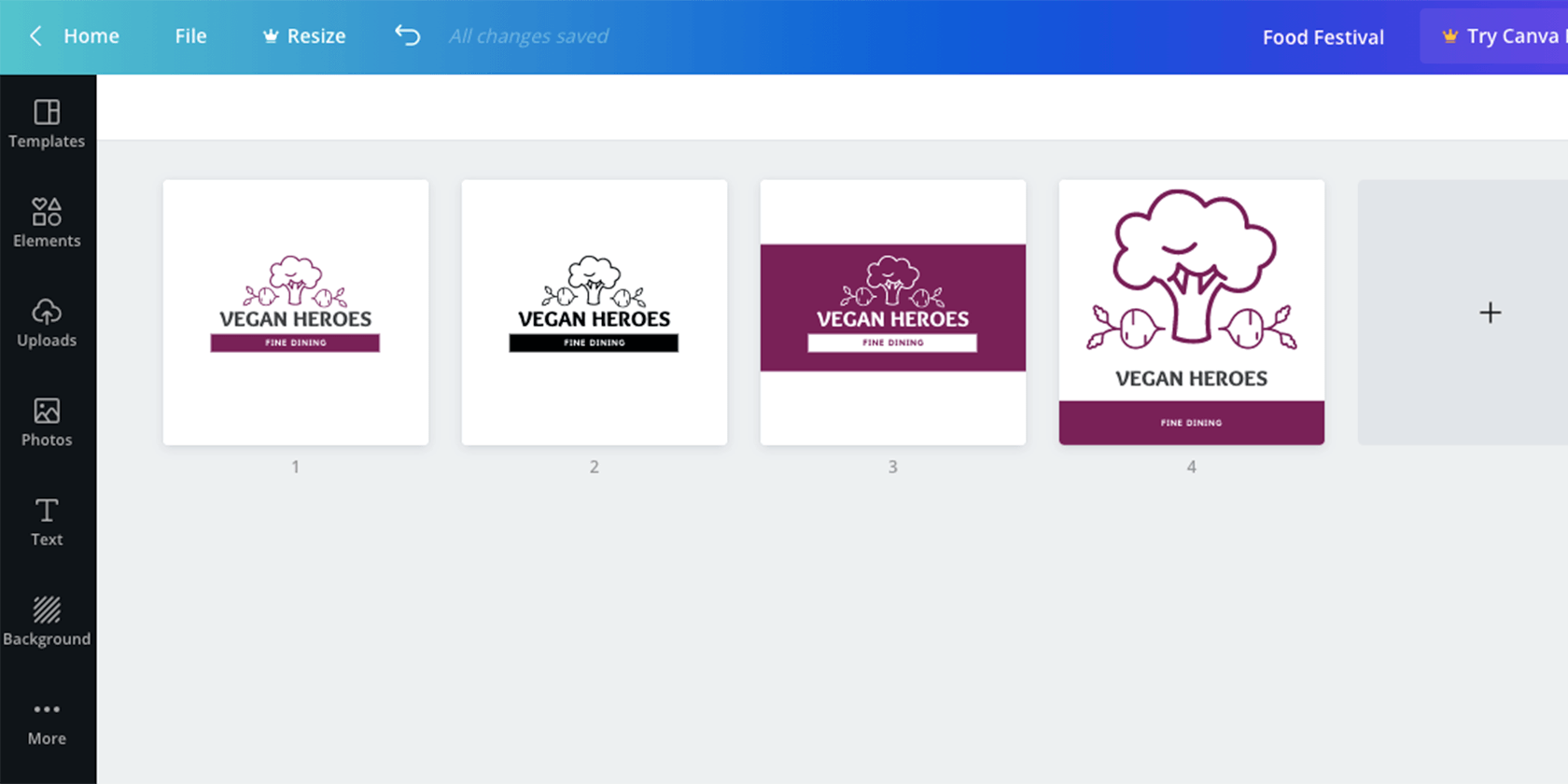 Разные версии логотипа в Canva