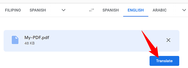 Нажмите кнопку Translate.