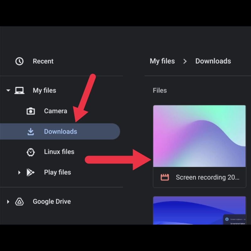 расположение записей в Downloads ChromeOS