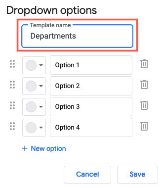 Присвоение имени новому выпадающему списку