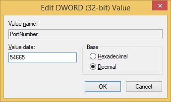 Установка значения порта RDP в десятичной системе