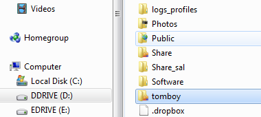 Процесс синхронизации заметок Tomboy через Dropbox