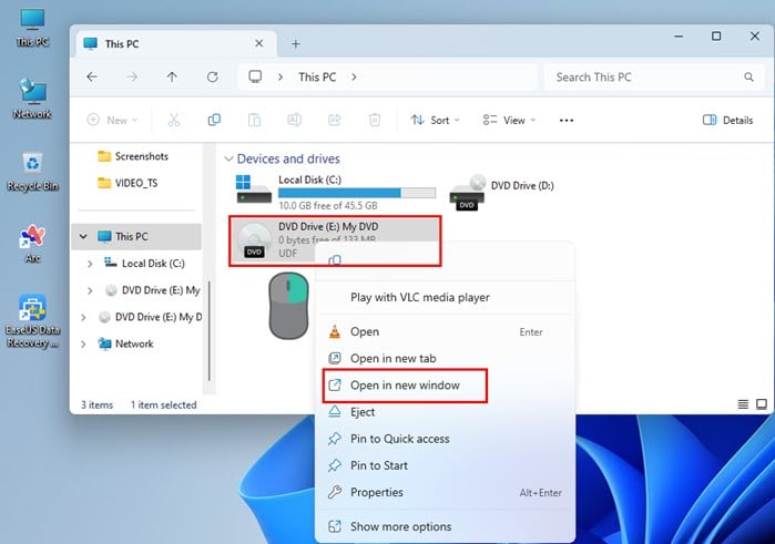Контекстное меню дисковода в Проводнике