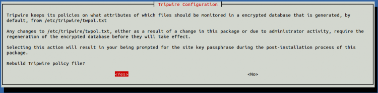 Перестройка файла политики Tripwire