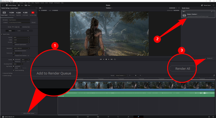 Добавление в очередь и запуск рендера