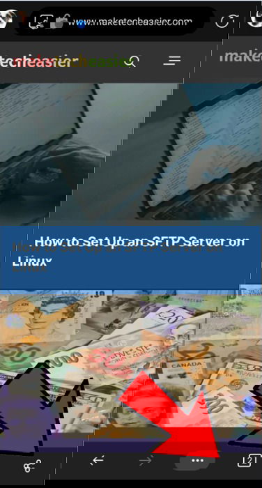 Кнопка Поделиться в Edge на Android