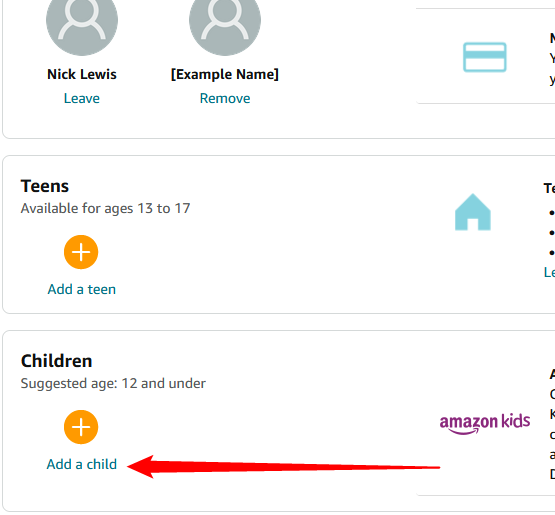 Нажмите «Add a Child» в нижней левой части меню.