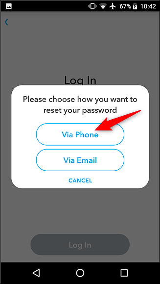 Выбор метода сброса пароля: телефон или почта