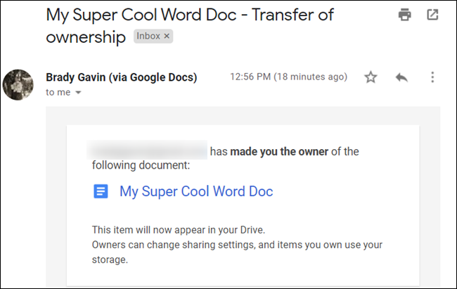 Снимок: письмо-уведомление о назначении владельцем