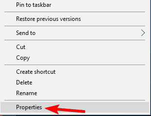 Свойства файла в Windows