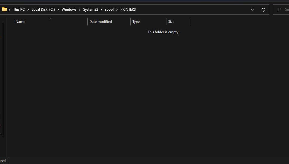 Папка PRINTERS с файлами очереди