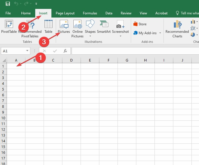 Вставка изображения через вкладку Вставка