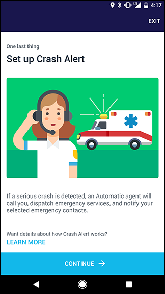 Экран ввода основного номера для оповещений Crash Alert