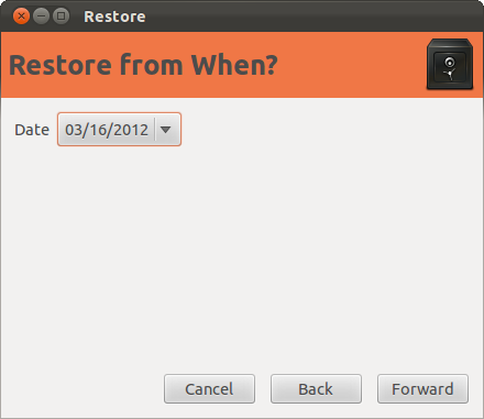 Выбор даты резервной копии