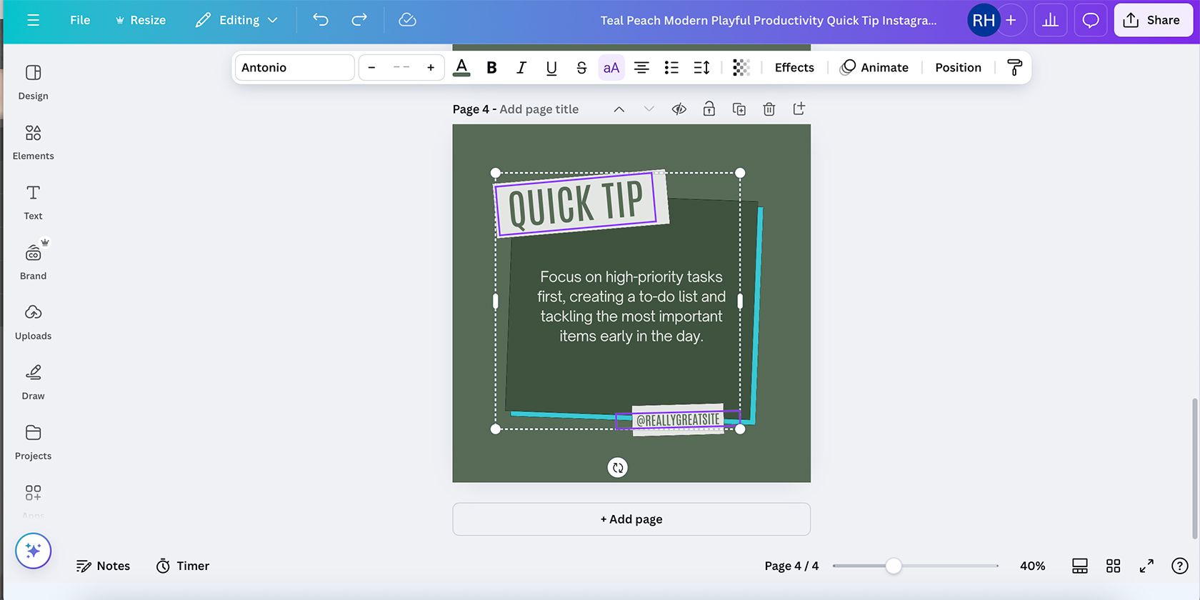 Выбор элементов в Canva с помощью Shift
